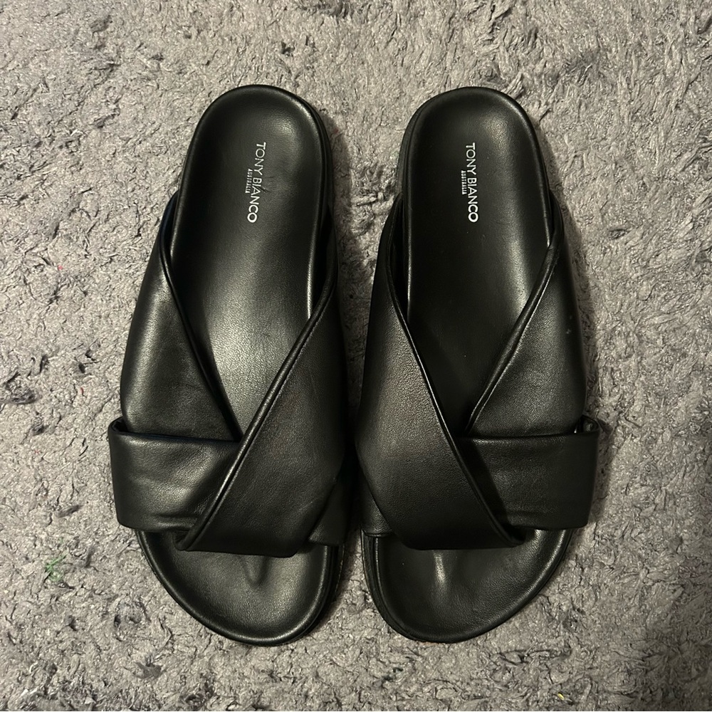 Tony Bianco Black Crisscross Sandals